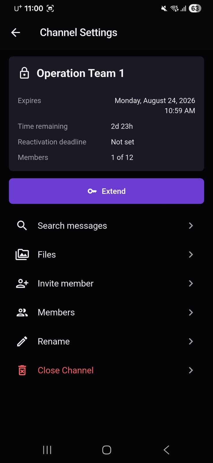 M2 Channel Settings with the Invite member row